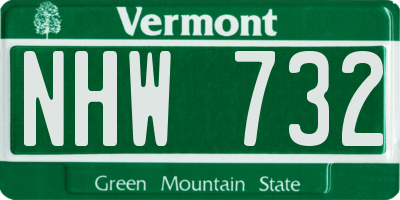 VT license plate NHW732