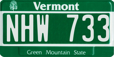 VT license plate NHW733