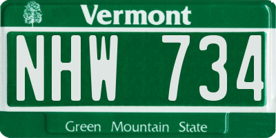VT license plate NHW734
