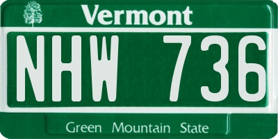 VT license plate NHW736