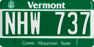 VT license plate NHW737