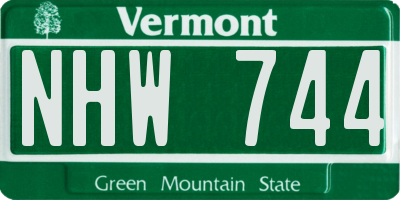 VT license plate NHW744