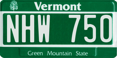 VT license plate NHW750