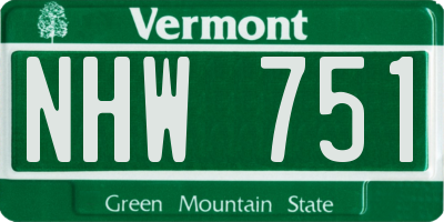 VT license plate NHW751