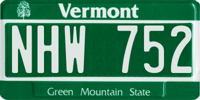 VT license plate NHW752