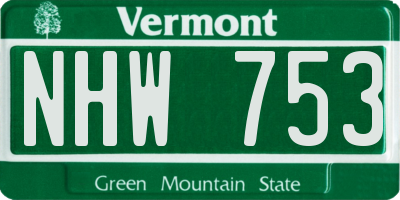 VT license plate NHW753