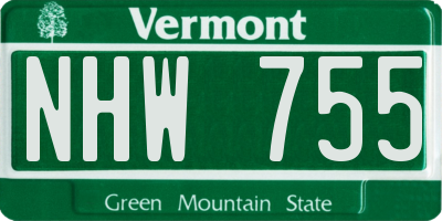 VT license plate NHW755