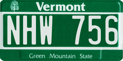 VT license plate NHW756