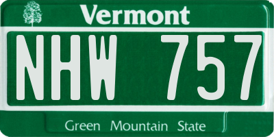VT license plate NHW757