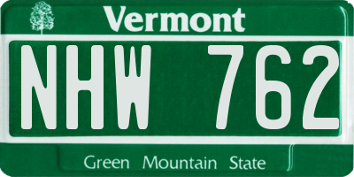 VT license plate NHW762
