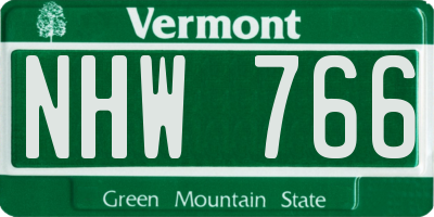 VT license plate NHW766