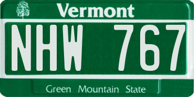 VT license plate NHW767