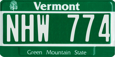 VT license plate NHW774