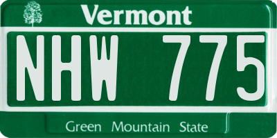 VT license plate NHW775