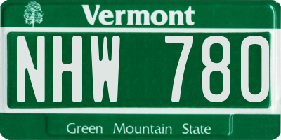 VT license plate NHW780
