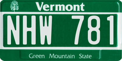 VT license plate NHW781