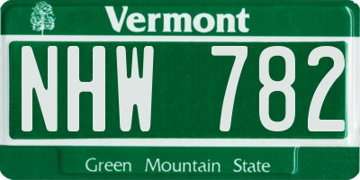 VT license plate NHW782