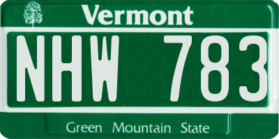 VT license plate NHW783