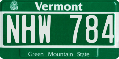 VT license plate NHW784