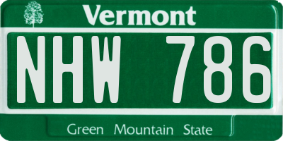 VT license plate NHW786