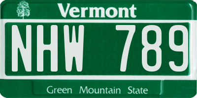 VT license plate NHW789