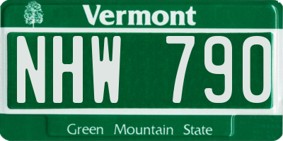 VT license plate NHW790