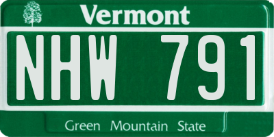 VT license plate NHW791
