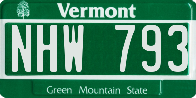 VT license plate NHW793