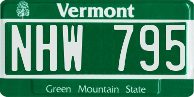 VT license plate NHW795