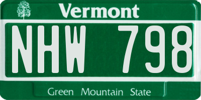 VT license plate NHW798