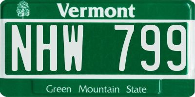 VT license plate NHW799