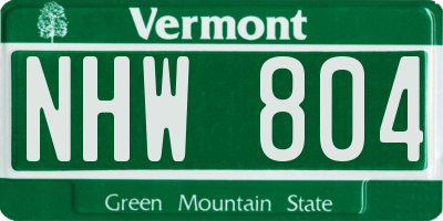 VT license plate NHW804