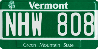 VT license plate NHW808