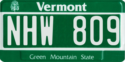 VT license plate NHW809