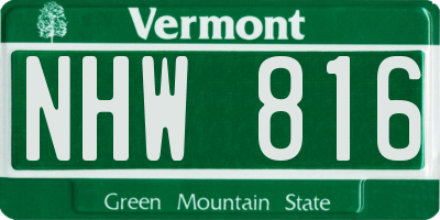 VT license plate NHW816