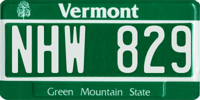 VT license plate NHW829