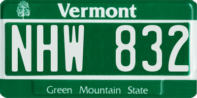 VT license plate NHW832