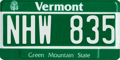 VT license plate NHW835