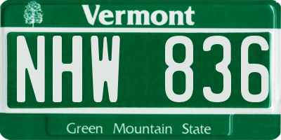 VT license plate NHW836