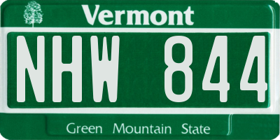 VT license plate NHW844