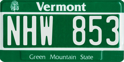 VT license plate NHW853