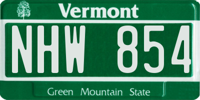 VT license plate NHW854