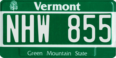 VT license plate NHW855