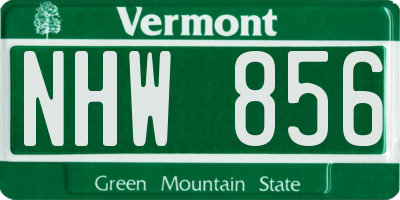 VT license plate NHW856
