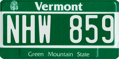 VT license plate NHW859