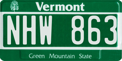 VT license plate NHW863