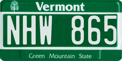 VT license plate NHW865
