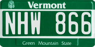 VT license plate NHW866