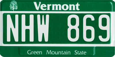 VT license plate NHW869