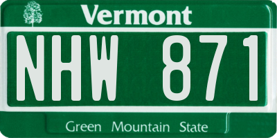 VT license plate NHW871
